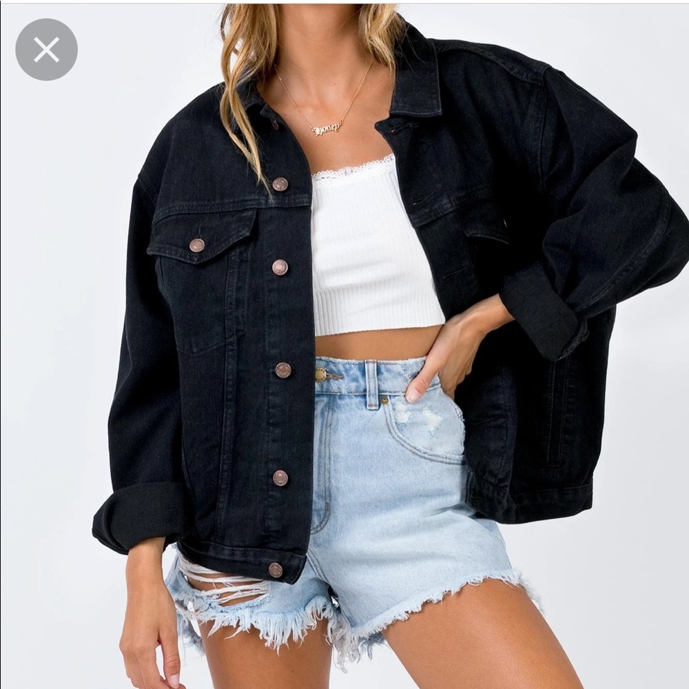 Princess Polly Black Denim Jacket Pheonix S/M